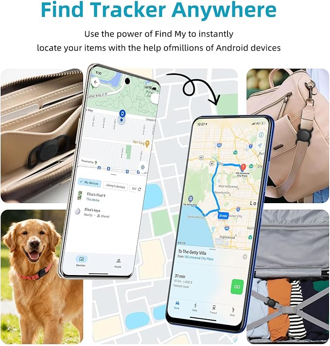 1 Pack Android GPS Dog Collar, Mini Dog GPS Tracker, Smart Pet Activity Tracker, No Subscription, GPS Cat Collar Certified Finder, Anti-Lost, Finder Tag for Vehicles, Pets, Kids, Items