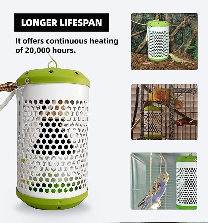 SYSAI Smart Bird Cage Heater with Auto Temperature Control and Anti-bite Power Cord Protector, Safe for Touching and Reliable Heating 24x7 (Small_50W)