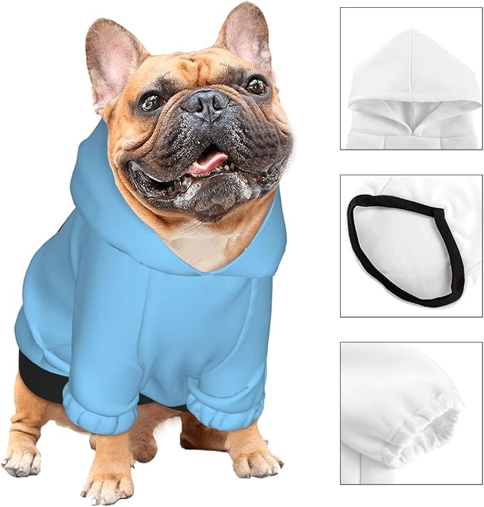 Custom Dog Hoodie Soft Add Your Own Personalized Photo Text Name Logo Dog Clothes for Puppy Sweatshirt Hooded for Small Medium Large Dogs Girl/Boy Cats lightblue