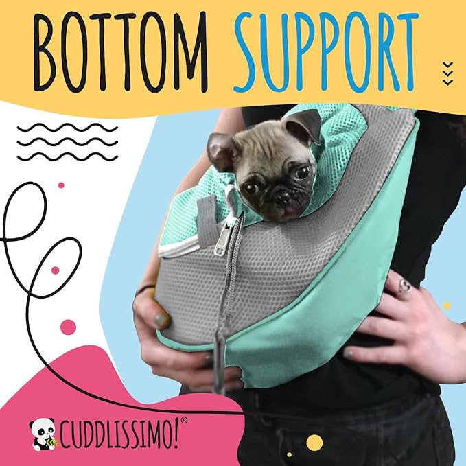 Pet Sling Carrier - Small Dog Puppy Cat Carrying Bag Purse Pouch - For Pooch Doggy Doggie Yorkie Chihuahua Baby Papoose Bjorn - Travel Front Backpack Chest Body Holder Pack To Wear (Teal)