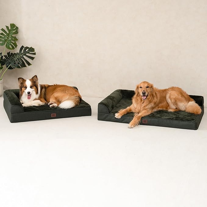 EHEYCIGA XL Dog Bed Memory Foam for Crate, Extra Large Dog Bed Orthopedic with Washable Removable Cover, Waterproof Pet Sofa Couch XLarge Size Dogs, 41x27x6.5, Dark Green