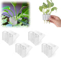 4 Pk Upgraded Aquarium Plant Holder, 3-Hole Hanging Aquarium Plant Holder with Clip, Suitable for Fish Tank Plant Potting, Aquarium Decoration, White
