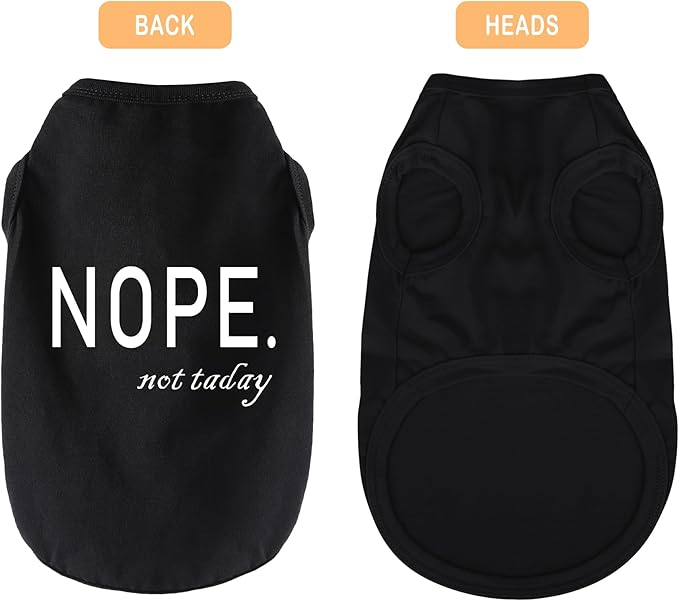 Discover Cozy Cotton Canine Wear: Soft, Lightweight, and Breathable Dog Shirt Vest with Eye-Catching Graphics(Nope not Today), Keeping Your Furry Friend Warm and Comfy! Black L