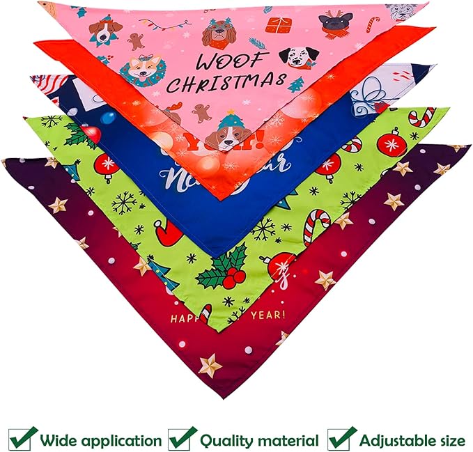 30 Pack Christmas Happy New Year Dog Bandanas Bulk 33 Inch Large Dog Bandanas XXL Stitch Dogs Bandana Grooming L