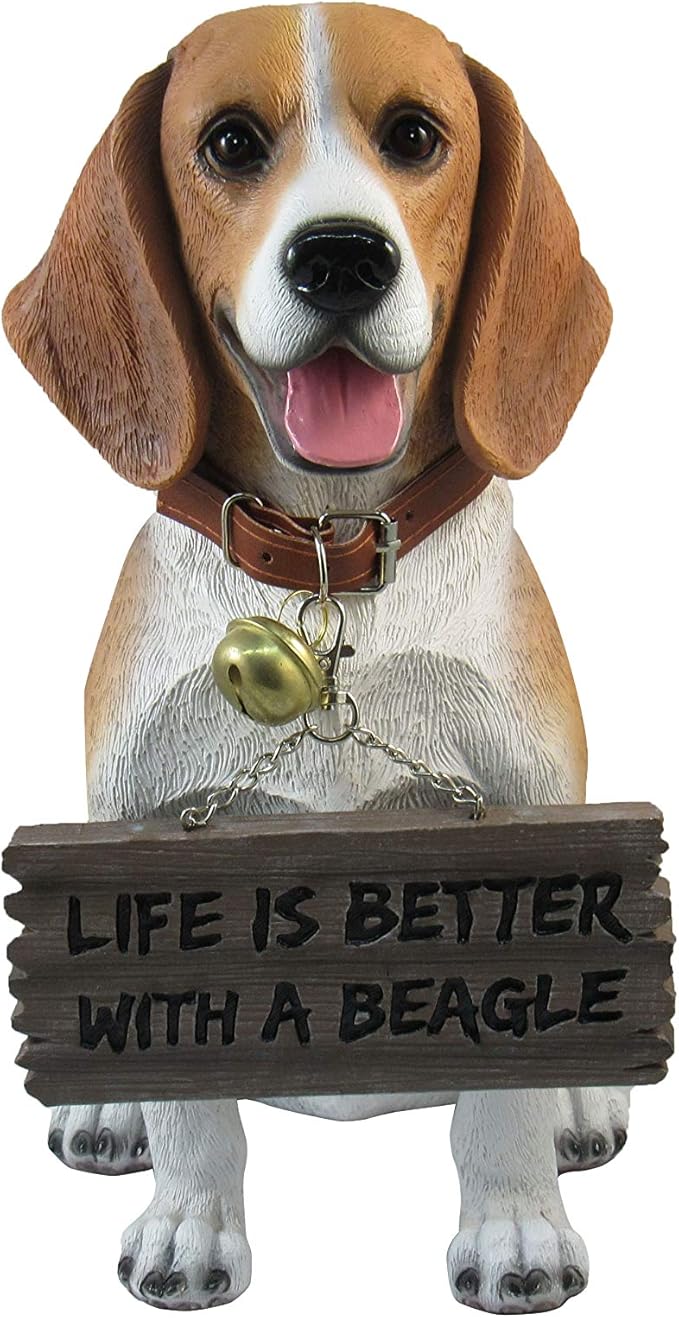 DWK Front Porch Dog Outdoor Welcome Sign Decorative Statue | Cute Dog Welcome Sign for Front Porch Standing | Decorative Garden Statues - Beagle