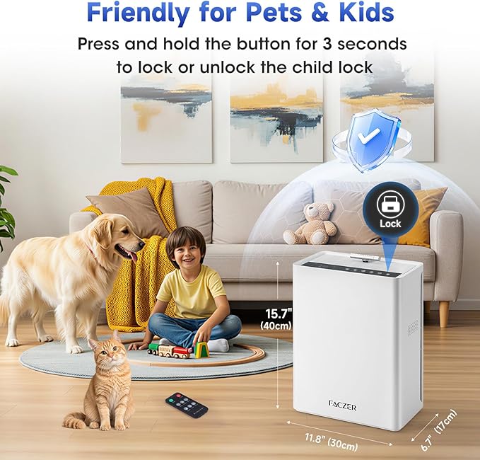 Air Purifiers for Home Large Room, PM 2.5 Display Air Quality Monitor Cover Up to 2500 Ft² with Remote, Air Purifiers for Home Pets with Fragrance, Air Cleaner for Pets Hair, Dust, Smoke,Odors (White)