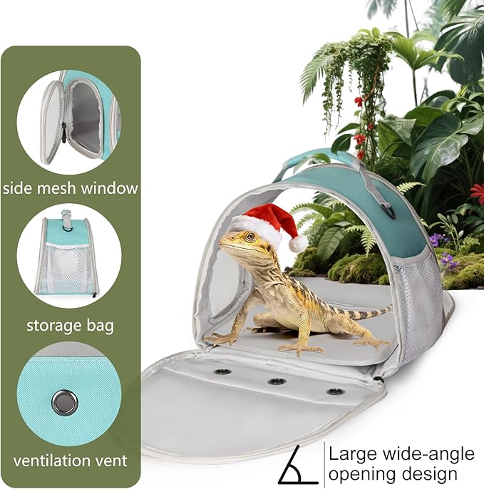 Guinea Pig Carrier,Guinea Pig Carrier for 2,Ventilation Carrier for Bearded Dragon,Reptile Travel Carrier for Lizards Sugar Glider Hedgehog Rat Parrot Birds,Airline Approved Green