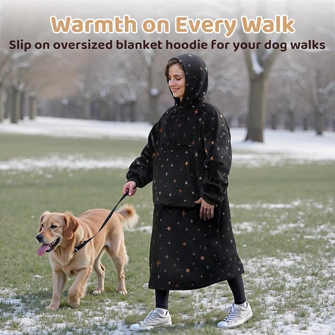 Mewaii Wearable Blanket Hoodie for Adults, Warm Sherpa & Soft Flannel Long Sweatshirt with Giant Pocket, Cozy Gifts for Women