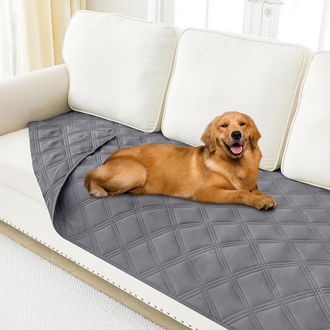 Smiry Waterproof Dog Bed Cover Blanket 30x70, Soft Reversible Pet Blanket, Washable Leakproof Cats Dogs Couch Cover for Sofa, Couch, Furniture, Grey/Grey