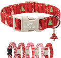 Christmas Dog Collar - Cute Red Christmas Tree Festive Puppy Collar with Safety Buckle, Soft Adjustable Holiday Dog Collars for Small Medium Large Dogs L