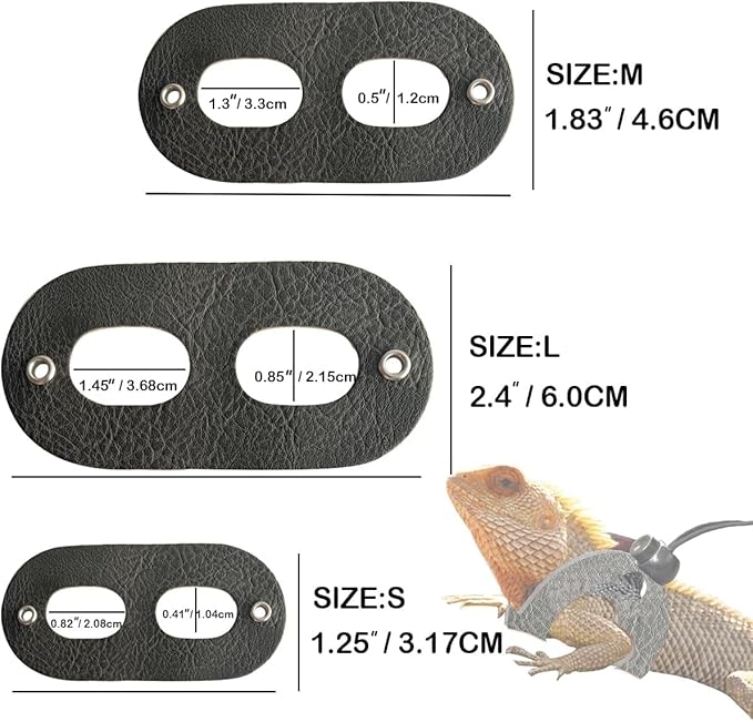 Bearded Dragon Carrier Backpack with Security Printing Harness Leash and 3-Sized Harness Set, Reptile Lizard Travel Guinea Pig Bunny Kitten Travel Carry Bag to Transport (Grey, PU Leather)