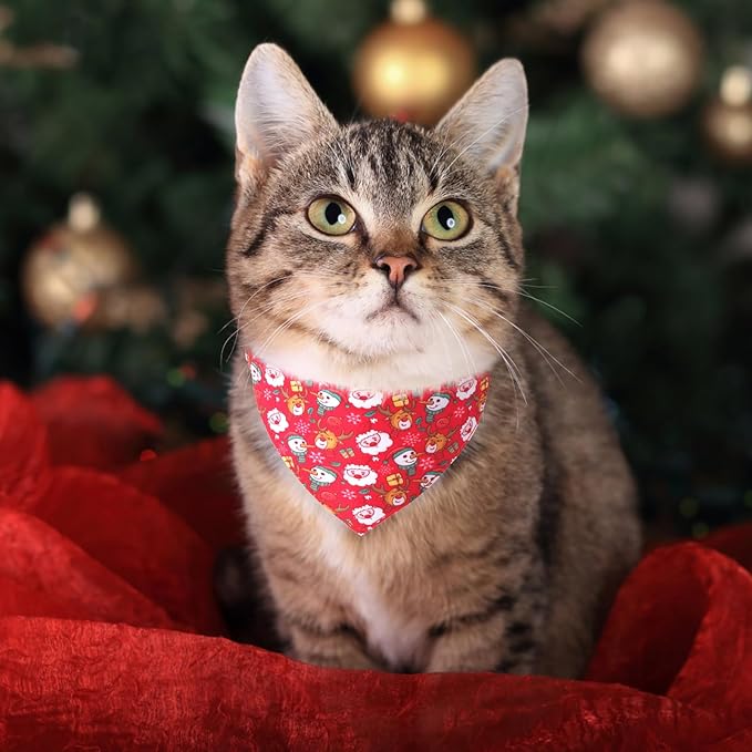 Breakaway Cat Collars with Bell & Cute Pendants - 3 Pack Adjustable Safety Kitten Collars - Decoration for Girl Boy Cats Puppy and Small Pets (Style C - Christmas)