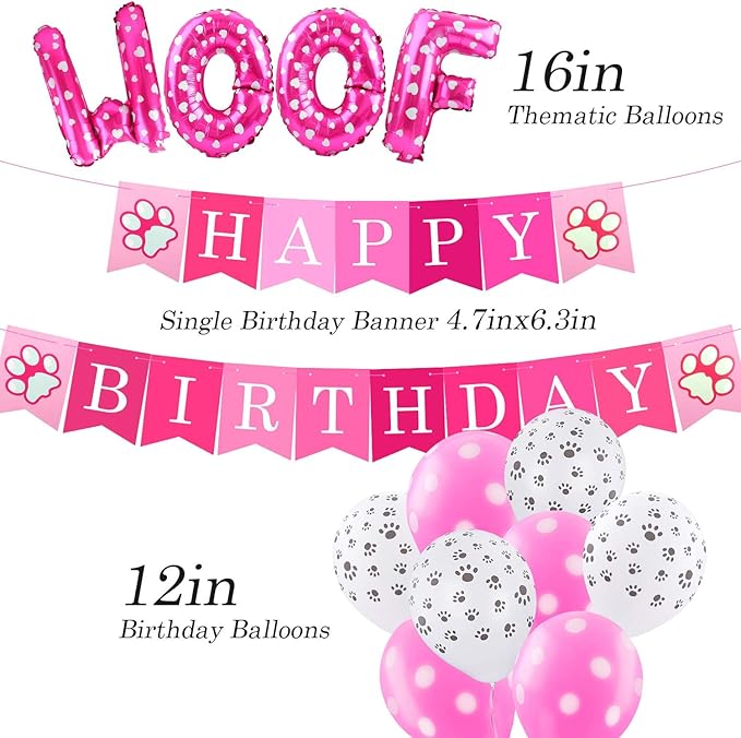 AROIC Dog Birthday Bandana Set, Pet Party Decorations Kit with 2 Bandanas, Fun Pet Birthday Party Decorations for Small Medium Dogs Pets, Cute Puppy Celebration Outfit with Hat, Bow Tie & Balloons