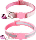 2 Pack Breakaway Cat Collars with Bells, Reflective Design and Claw Print Design, Safety Buckle, Adjustable 7.5-12.5 Inches for Kittens & Cats (Pink)