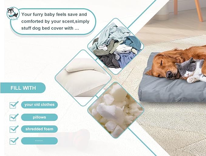 Explore Land Scratch Resistance Dog Bed Cover Canvas Washable Dog Crate Pad Replacement Cover, 48Lx36Wx4H inch, Charcoal