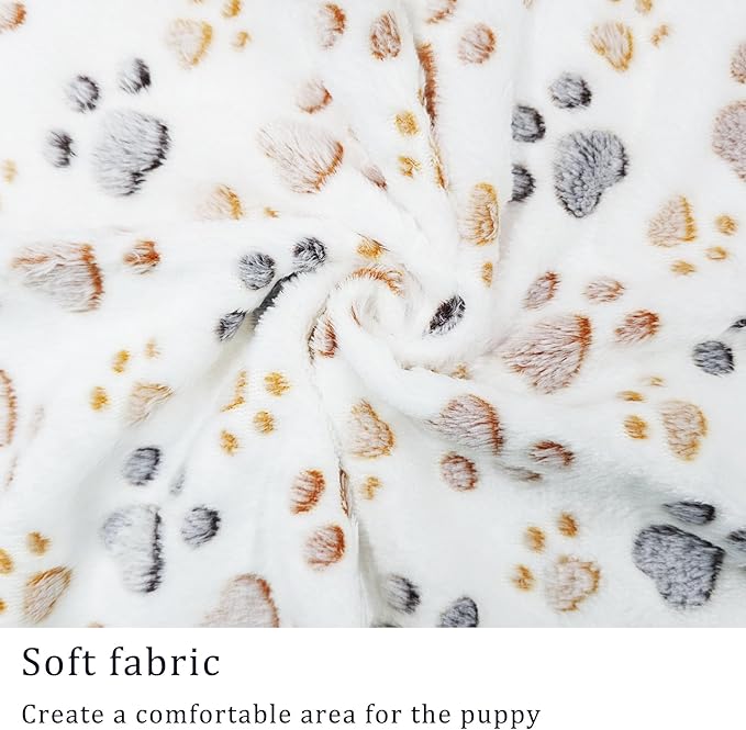 1 Pack 3 Blankets Super Soft Fluffy Premium Fleece Pet Blanket Flannel Paw Printed Throw for Dog Puppy Cat (Large 41x31'', Beige, Grey, Navy)