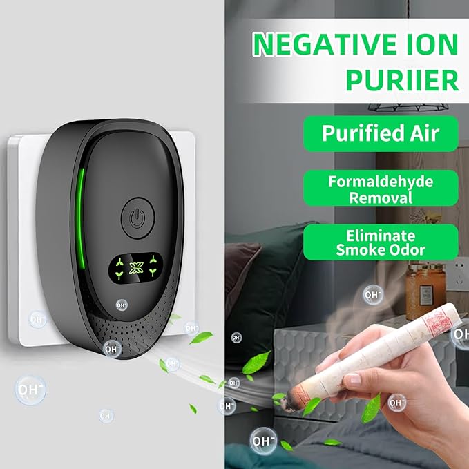 Plug In Air Purifier - 6Packs Air Ionizers for Home, Silent Filterless Air Purifier, Auto Mode for Pets Odor Smoke, Quiet Operation Negative Ion Technology Freshener for Home, Bedroom, Office