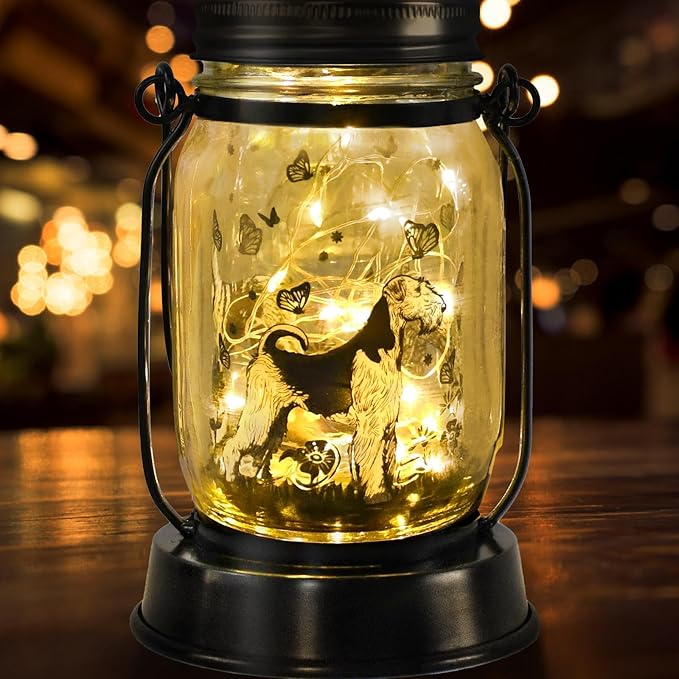 Kerry Blue Terrier Gifts for Women/Men, Pet Solar Lanterns Kerry Blue Terrier Dog Lovers Lantern Pet Loss Dog Memorial Lights Solar Garden Decoration for Yard,Patio,Backyard,Torches Lights Home Decor