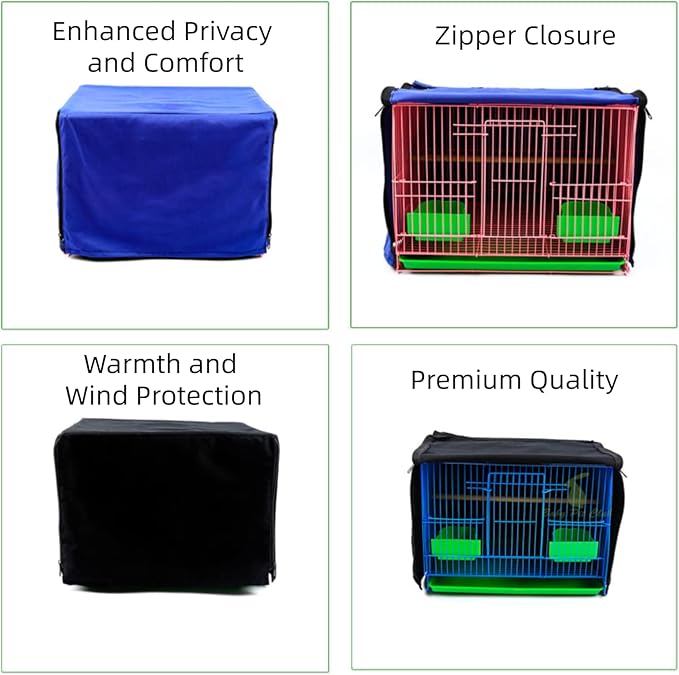 MANON ROSA Bird Cage Cover Birdcage Curtain - Enhanced Privacy Safety Comfort for Parrots Cockatiels Lovebirds Budgerigar Finch Canary Parakeet (S(15.4" L x 11.8" W x 11.8" H),Black)