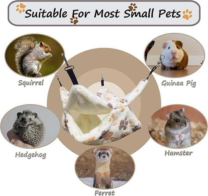 Cat Hammock for Cage, Soft Warm Hanging Bed for Kitten, Guinea Pig, Ferret, Rat, Chinchilla and Other Small Pets, Cozy Bunkbed 13.39"x13.39"