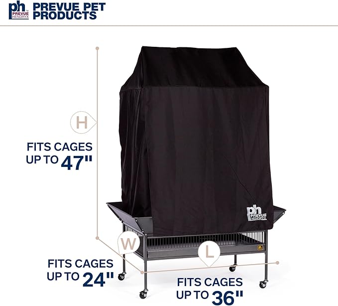 Prevue Pet Products Large Bird Cage Cover - 12505 Black 36" L x 24" W x 49" H