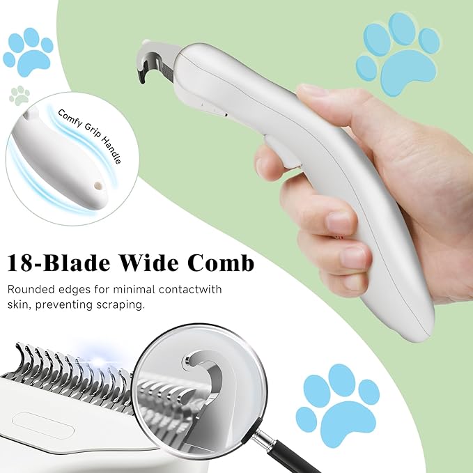 Pet Steam Brush for Dog & Cat – shower bath brush – Steam for Shedding & Grooming Water Brush for Long & Short Haired Pets Spritz Defur Comb 3-in-1 Spray Hair Removal Comb Includes 1*Waterless Shampoo