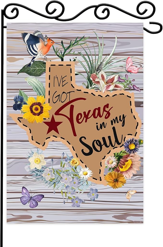 I've got texas in My Sou Garden Flag,Texas State Garden Flag for outside,Texas In My Soul Garden Flag,Western Home Sweet Home Flag,12x18 Inch