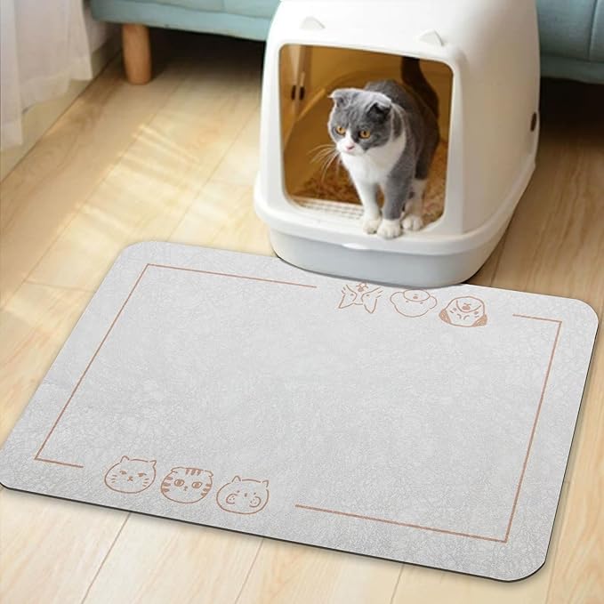 YCT Cat Pet Food Mat, Non-Slip Bottom Absorbent Quick Dry Feeding Mat for Dogs & Cats, Pet Supplies, 16.9"x24" Navy Blue