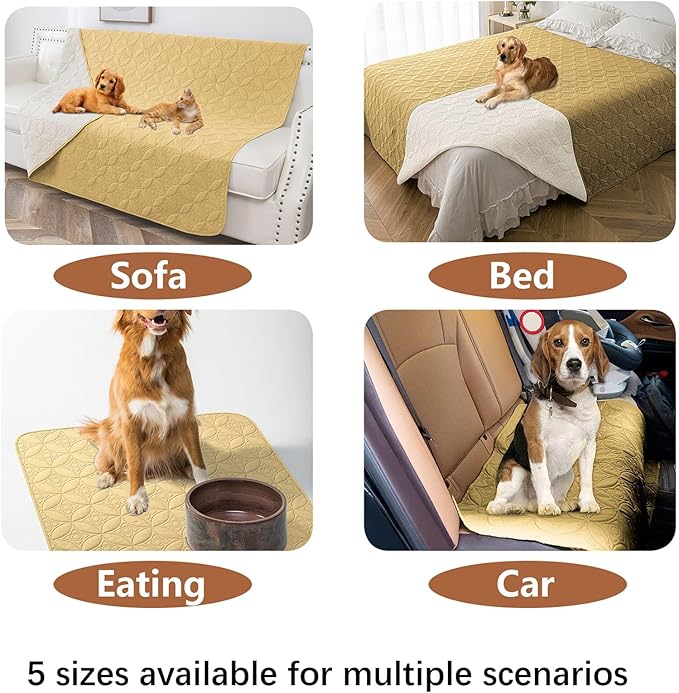Waterproof Dog Blanket, 68x82 inches Pet Couch Covers for Sofa, Bed Furniture Protector from Dogs Washable and Reversible-Sand+Cream