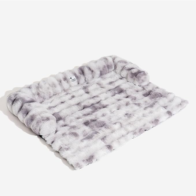 FUNNY FUZZY Pet Fluffy Fuzzy Couch Cover, Calming Washable Dog Bed Sofa Protector Pets Mat for Small Medium Dogs and Cats (Tie-dye Grey, 31.5"×25.5"×4.7")