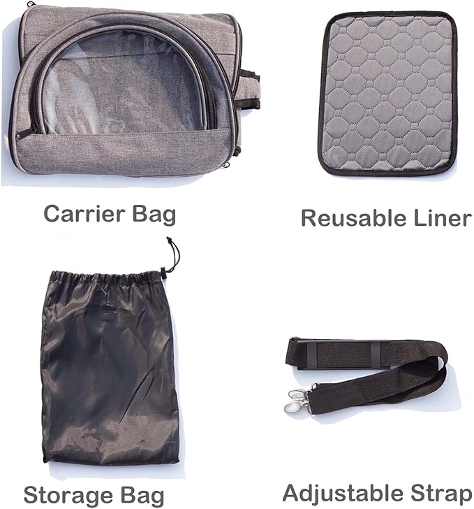 Rabbit Carrier, Small Pet Carriers for Guinea Pig Hamster Bird Bunny Bearded Dragon Kitty, Animal Bag with Stable Handle and Waterproof Pad, Easy Travel and Vet Visit-Small