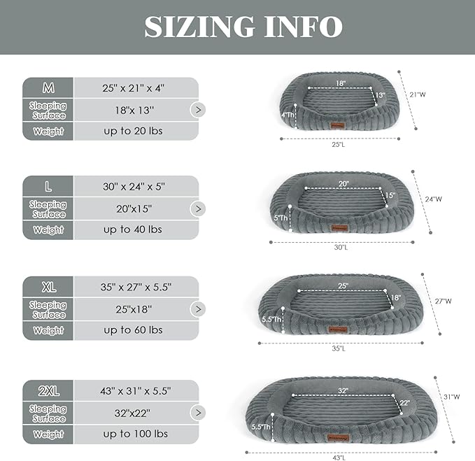 Orthopedic Dog Bed for Extra Large Dogs, Comfort-Sided Calming Pet Bed Couch with Breathable Memory Foam, Plush Faux Rabbit Fur & Anti-Slip Bottom, Machine Washable, 43"x31"x5.5", Grey