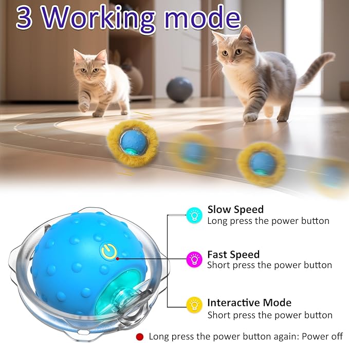 Interactive Cat Toys Ball Fast Rolling in Pouch, Motion Activate Chirping Cat Toy Hide and Seek Mouse Catching Game (Green Polka dot)