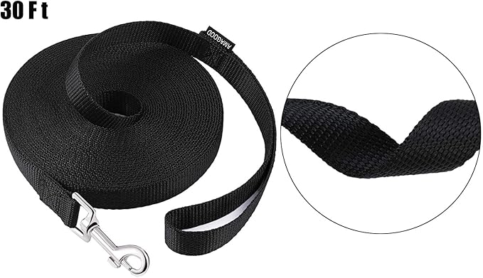 Dog Leashes,Long Dog Leashes for Puppy Training,15FT 20FT 30FT 50FT 100 FT Long Puppy Lead for Large Medium Small Dogs Outside Walking, Playing(30 feet, Black)