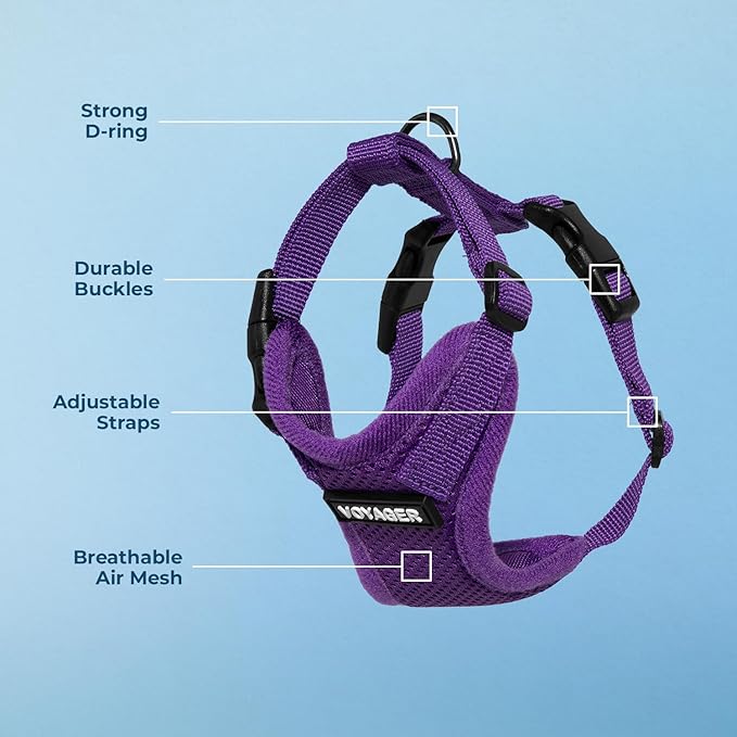 Voyager Step-in Pet Harness - All Weather Mesh, Adjustable Step in Harness for Cats and Dogs by Best Pet Supplies - Purple, L