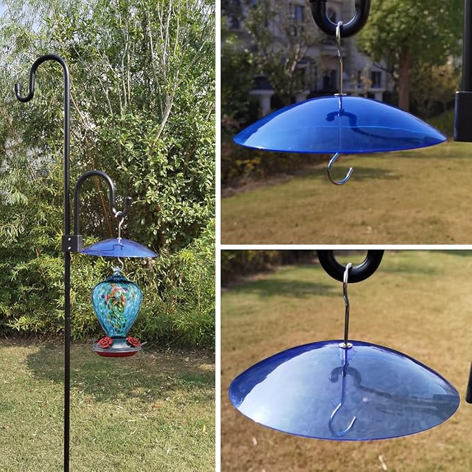 Small Rain Cover for Bird Feeder - Mini Blue 8" X 2 PC Small Hanging Weather Guard Protective Dome - Dia. 20CM