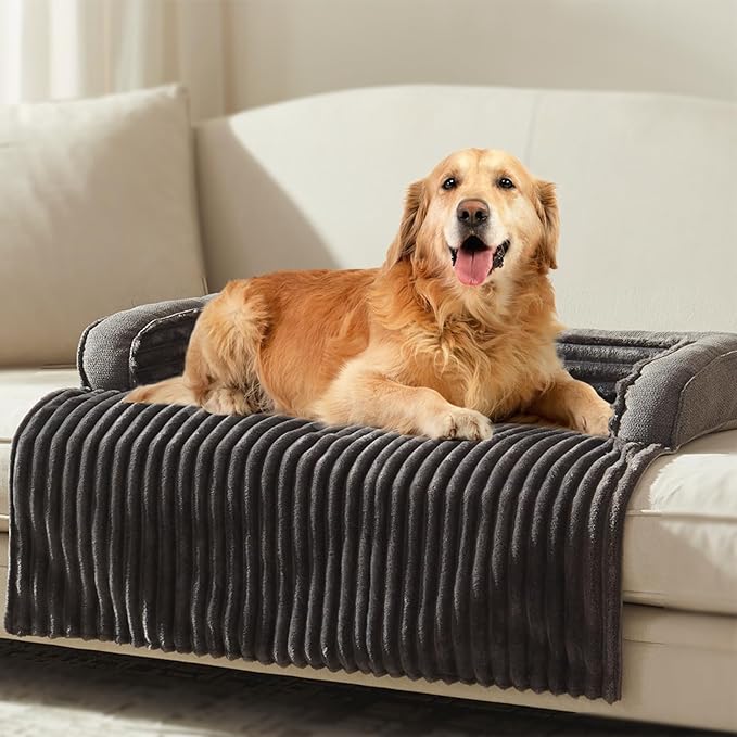 WINDRACING Luxury Dog Couch Bed, Washable Calming Dog Couch Cover, Couch Protector for Dogs, Waterproof Sofa Bed, Pet Bed Mats for Couch, Pet Couch Covers for Sofa Grey (X-Large 45x37x5.5 inch) ﻿