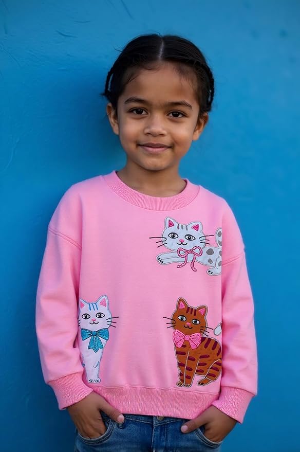 Toddler Baby Girls Cotton Sweater, Long Sleeve Crewneck Sweatshirt Pullover Kids Warm Clothing for Fall Winter