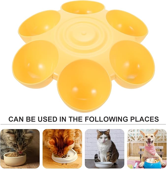 Multipurpose Pet Feeding Bowl 14X14X3.5 Inch Flower Shape Plastic Cat Dog Food Water Dish Multiple Cat Feeder for Easy Cleaning and Feeding