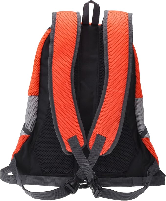Mogoko Airline Approved Cat Dog Backpack, Puupy Pet Carrier Front Bag with Breathable Head Out Design and Double Mesh Padded Shoulder for Outdoor Travel Hiking (M, Orange)