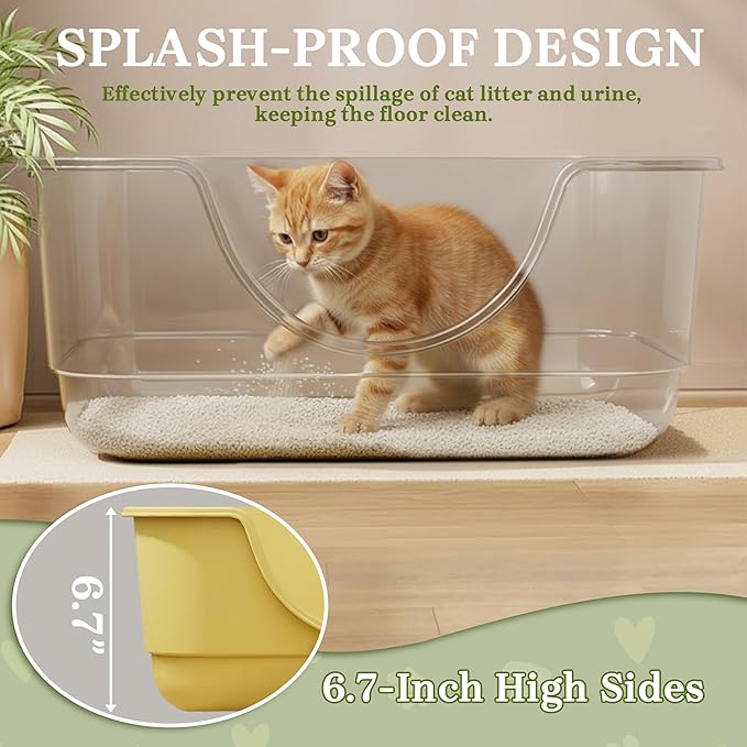 2 Pack Low Entry Small Litter Box for Kittens, Kitty Plastic Litter Boxes, Open Top, Anti-Splash High Sided Litter Tray Pan for Medium Pets, Puppy, Easy to Clean, 15.7" L*11.8" W*6.7" H (Grey)