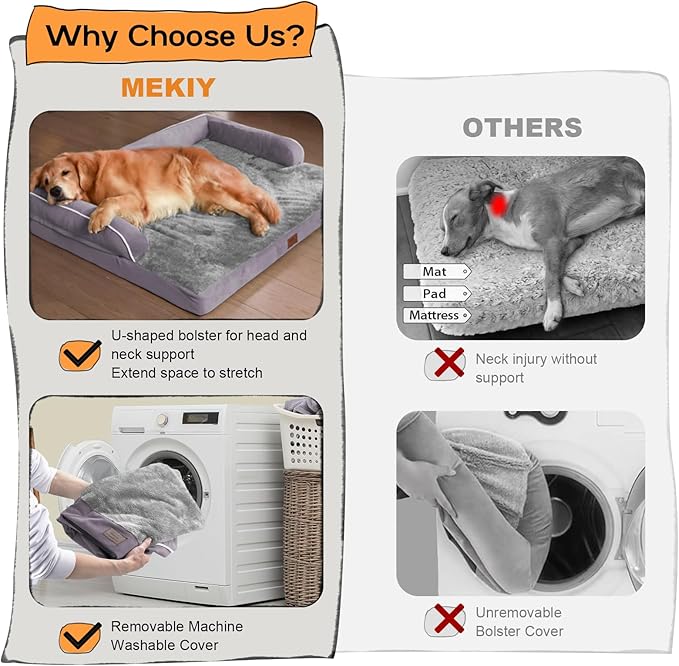 Orthopedic Large Dog Bed Washable, Dog Beds with Washable Removable Cover, XLarge Orthopedic Sofa for XLarge Dogs, Waterproof Pet Beds and Non-Slip Bottom, Extra Purple Large Pet Bed