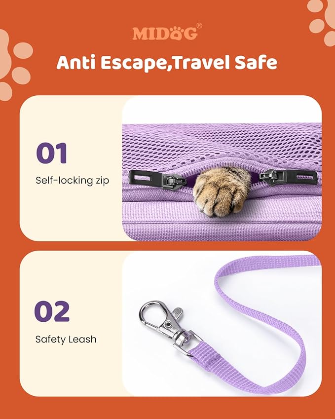 MIDOG Cat Carrier Soft for Small to Medium-Sized Cats,Up to 25 Lbs, TSA Airline Approved Soft Sided Pet Carrier