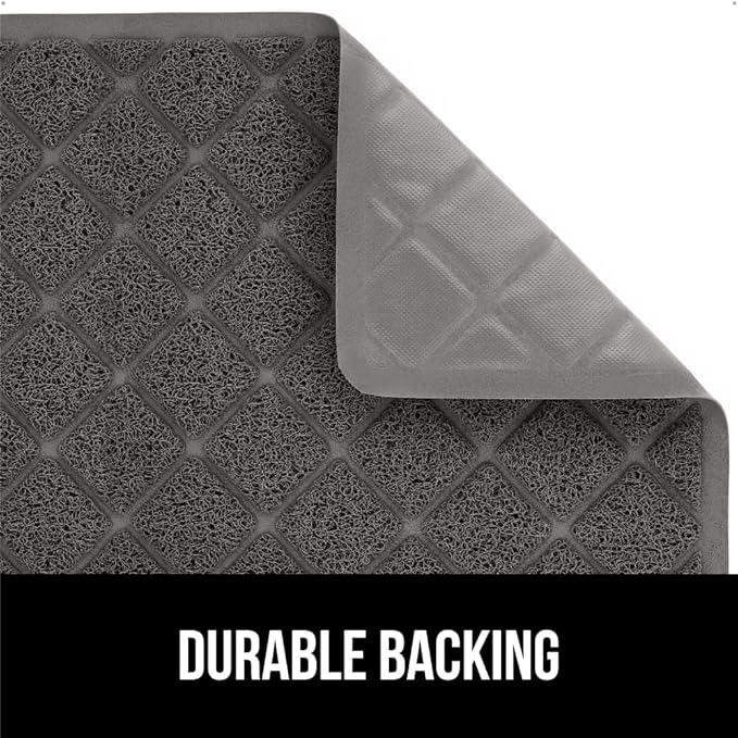 GORILLA GRIP Cat Litter Box Mat, 40x28, Water Resistant, US Designed Kitty Litter Trapping Mats, Easy to Clean, Scatter Control, Less Mess and Clean Floors, Kitten Supplies for Indoor Cats, Dark Gray
