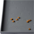 Leash Boss Dog Food Mat - Waterproof Non-Slip Dog Bowl Mat - Raised Lip Spill Containment Pet Feeding Pad - Dishwasher-Safe Silicone Tray - XXL, 30" x 22", Gray