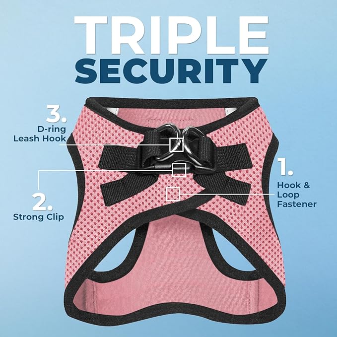 Best Pet Supplies Voyager Step-in Air All Weather Mesh Harness and Reflective Dog 5 ft Leash Combo with Neoprene Handle, for Small, Medium and Large Breed Puppies - 1Pink Base, XL