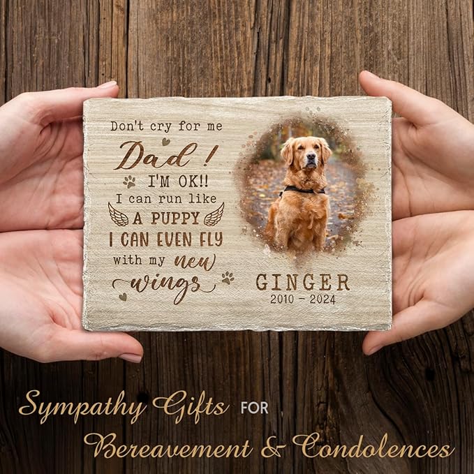 Keepsake Headstone: Honoring The Love of Your Feline or Canine Companion - Remember The Happy Times, Dad or Mom - Sentimental Gift for Pet Lovers