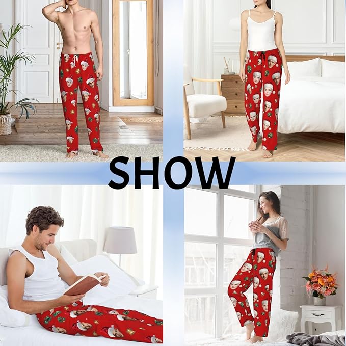 Custom Pajama Pants with Face customized PJ Pants Christmas Valentine gifts for Men Women