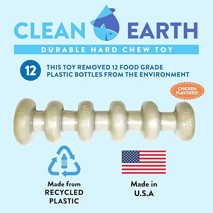 Spunky Pup Clean Earth Recycled Stick | Made in USA | Made from 100% Recycled Water Bottles, Gray