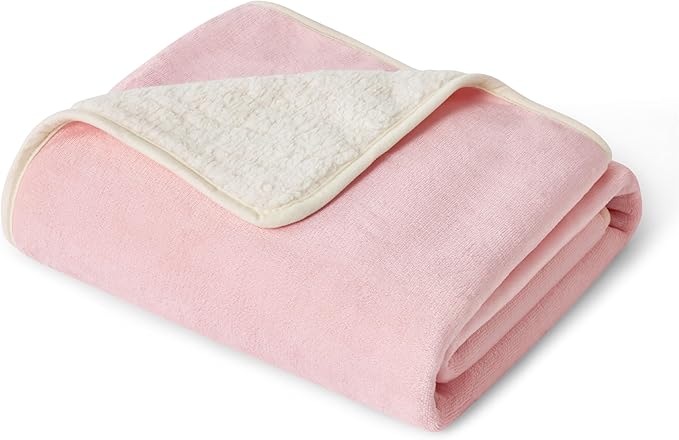 Bedsure Cat Blanket for Indoor Cats - Waterproof Calming Cat Blankets for Couch Protection, Sherpa Fleece Pet Blanket, Soft Plush Reversible Throw Furniture Protector, 50"x40", Pink